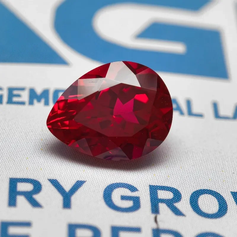 مختبر نمت روبي الكمثرى قطع حمامة الدم الأحمر اللون عالية الجودة سحر صنع المجوهرات المواد الرئيسية تحديد شهادة AGL