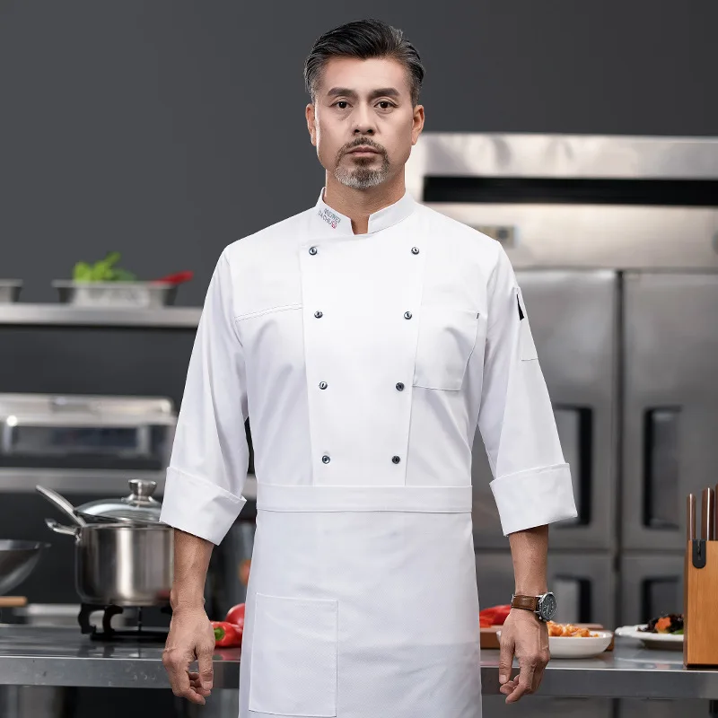 Ropa de trabajo para Chef, manga larga, Otoño Invierno, restaurante, cocina, cocina occidental, Catering, cantimplora, hornear pasteles, pan, ropa