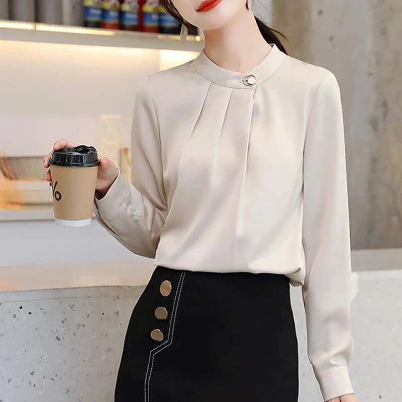 

Женская блузка на пуговицах, повседневный Свободный пуловер в стиле пэчворк, элегантный плиссированный Универсальный удобный топ, весна-осень