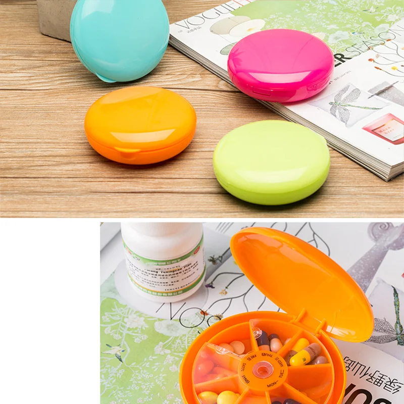 7 Compartments Portable Pill Organizer Premium Plastic Lockable Medicine Case with High Dividers for Travel Daily Use Weekly