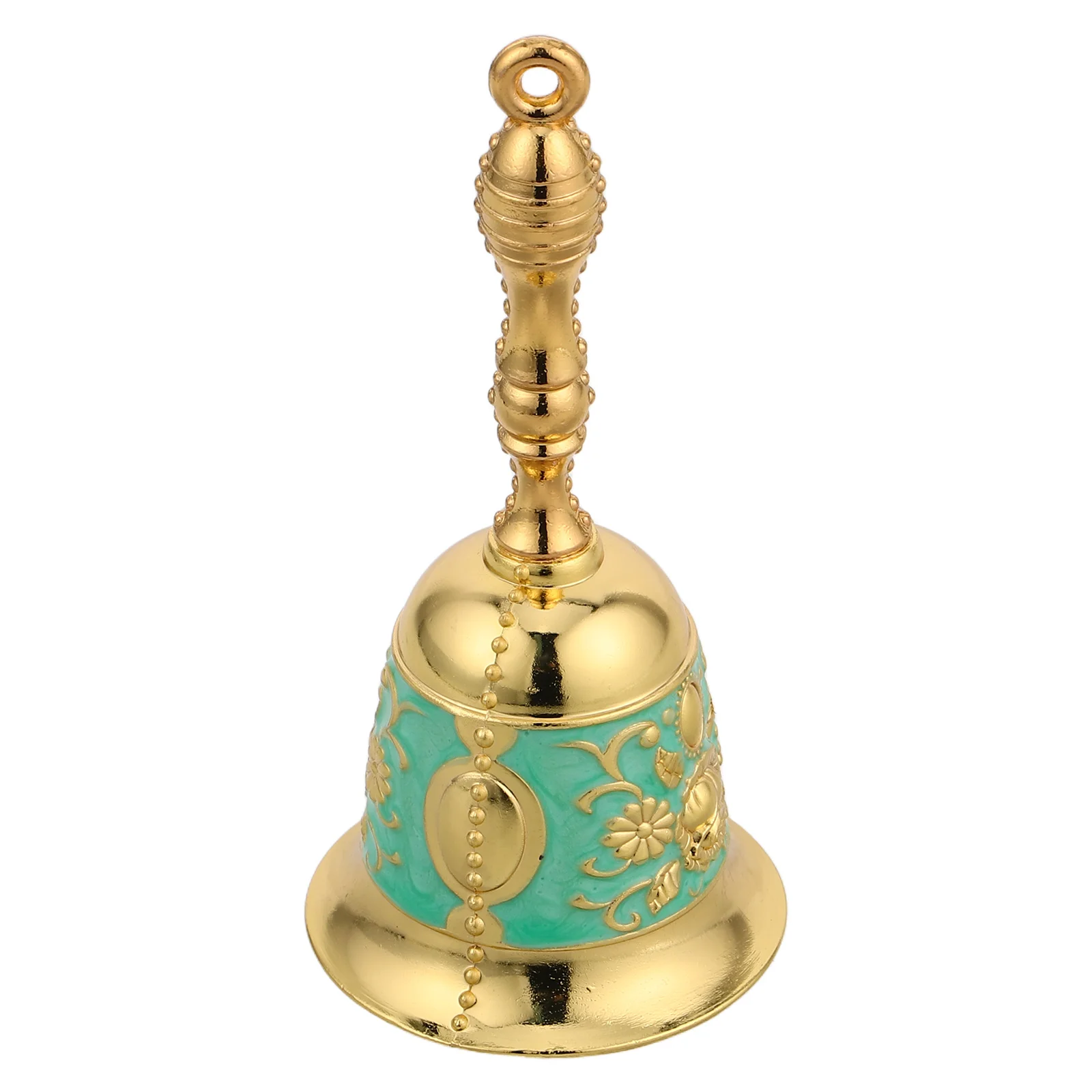 Vintage Metal Hand Bell with Engravings Retro Style Clear Ring for School Restaurant Dinner Xmas Bell