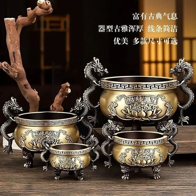 Brass Double Dragon , A - Incense Burner For Home Use, A Decorative Piece Featuring A Three-Legged Desi