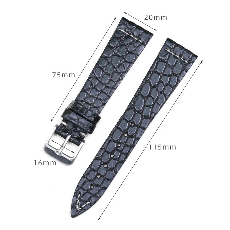 SAUPPO Universal Replacement Leather Watch Strap Crocodile Leather Round Grain Bracelet for Men Woman 18mm/19mm/20mm/21mm/22mm