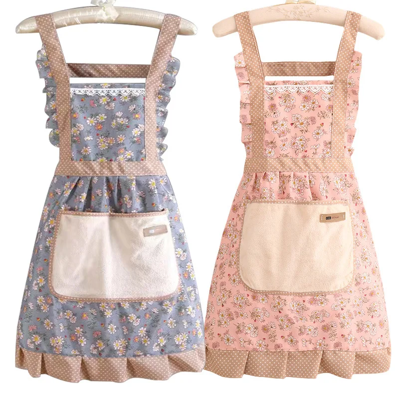 New Canvas Apron for Home Use – Wipeable, Adjustable Straps, Stain-Resistant, Breathable, Princess-Style