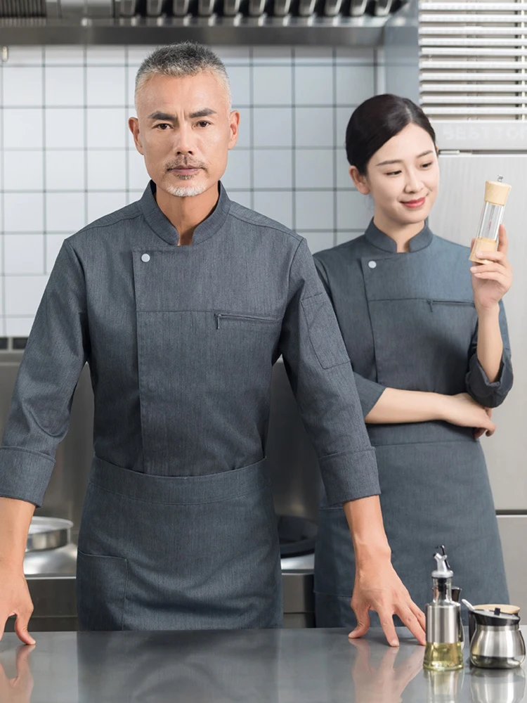 Chaqueta de manga larga para Chef, uniforme de camarero de comida occidental para Hotel, Mono para Catering, Cocina, Restaurante, ropa de trabajo para panadero