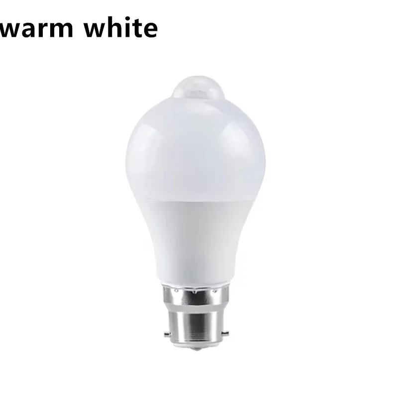 Lampadina LED attivata dal movimento B22 85-265V 12/15/18/20W Sensori di movimento Lampadina di sicurezza crepuscolare Lampadina LED con accensione automatica