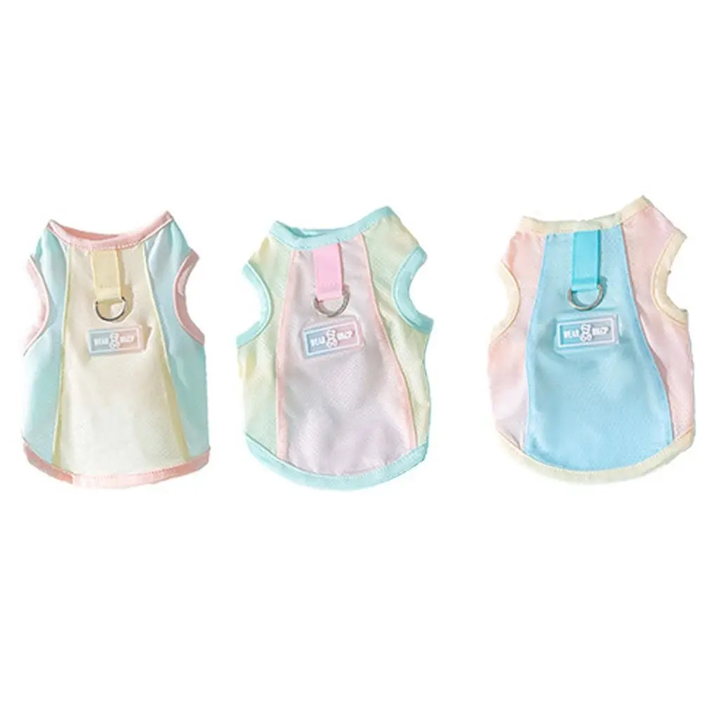 Mesh Dog Candy Colored Vest with Small Butterfly Comfortable Pet Traction Vest Breathable Sun Protection Cool Pet Dog Clothing