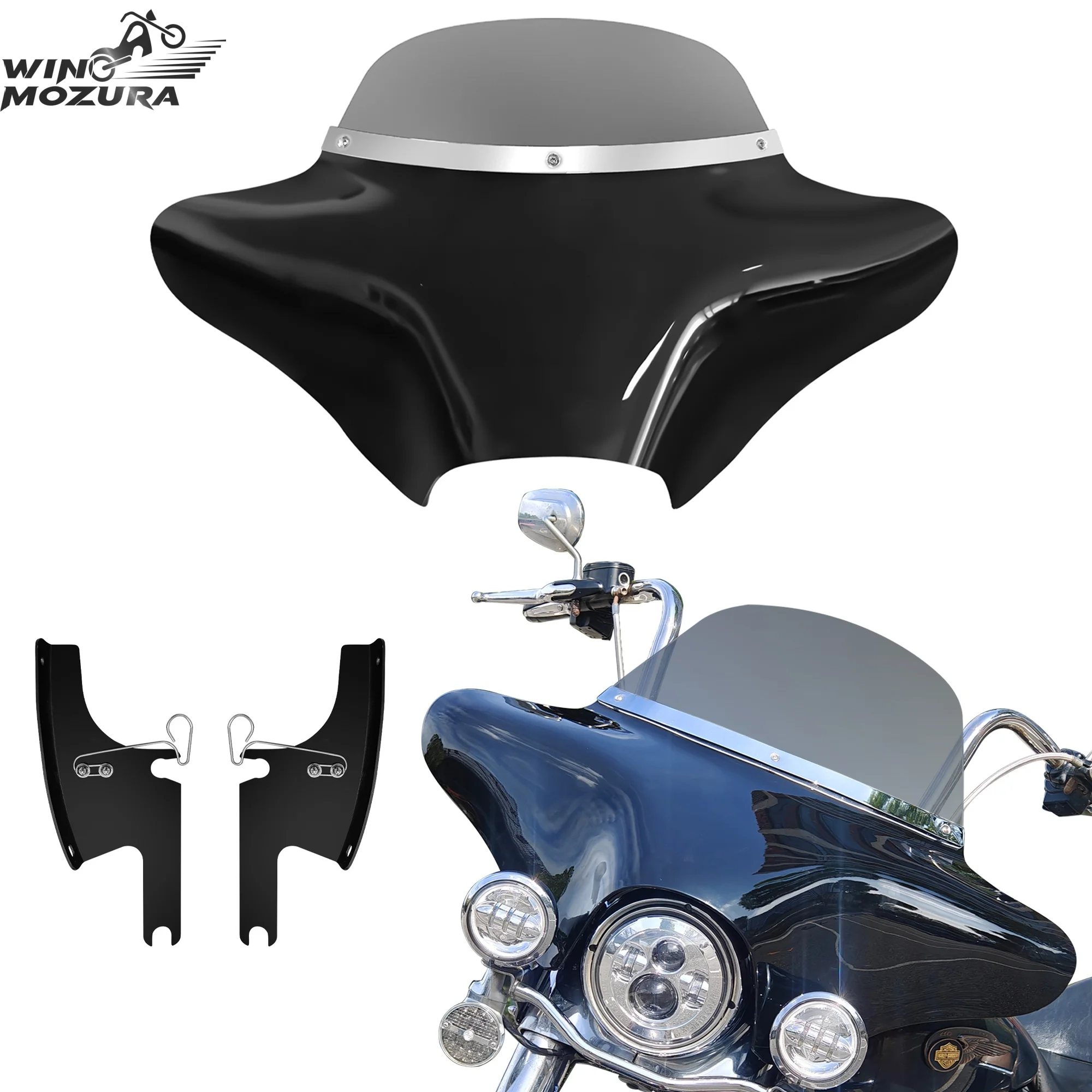 Carenado de ala de murciélago para parabrisas Road King, embellecedor cromado para Harley Touring Road King FLHR 1994-2023 Road King Special FLHRXS 2017-2025