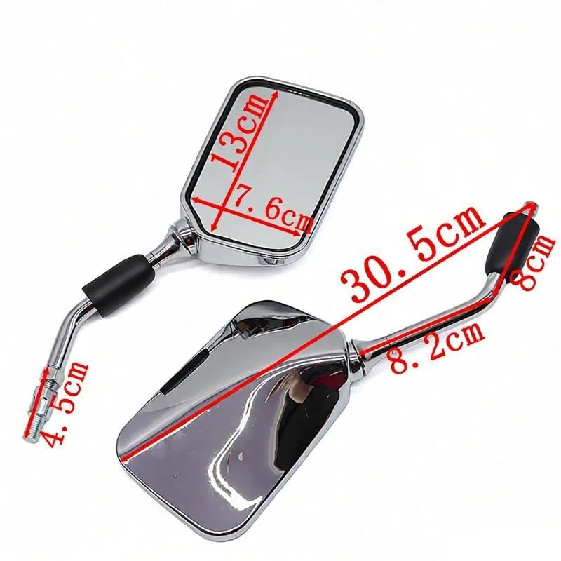 Left&Right Side 10mm Motorcycle Chrome Rearview Side Mirrors For Honda CB350 CB360 CB400 CB450 CB550
