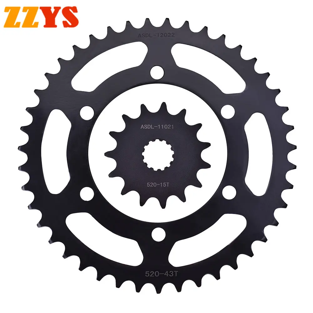 

520 15T 43T 15 43 Tooth Motorcycle Front Rear Sprocket Gear Wheel Cam Pinion for YAMAHA MT-25 MT25 MT 25 2016 2017 2018 520-15T