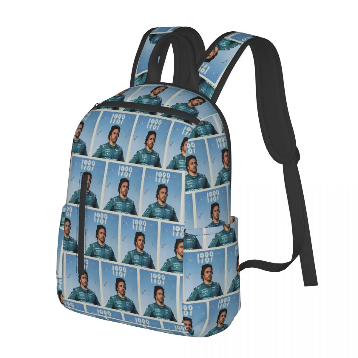

1989 Ferdinand Fernando Alonso Student Backpack School Bag Hiking Travel Daypack for Boys Girls Bookbag Shoulder Bags