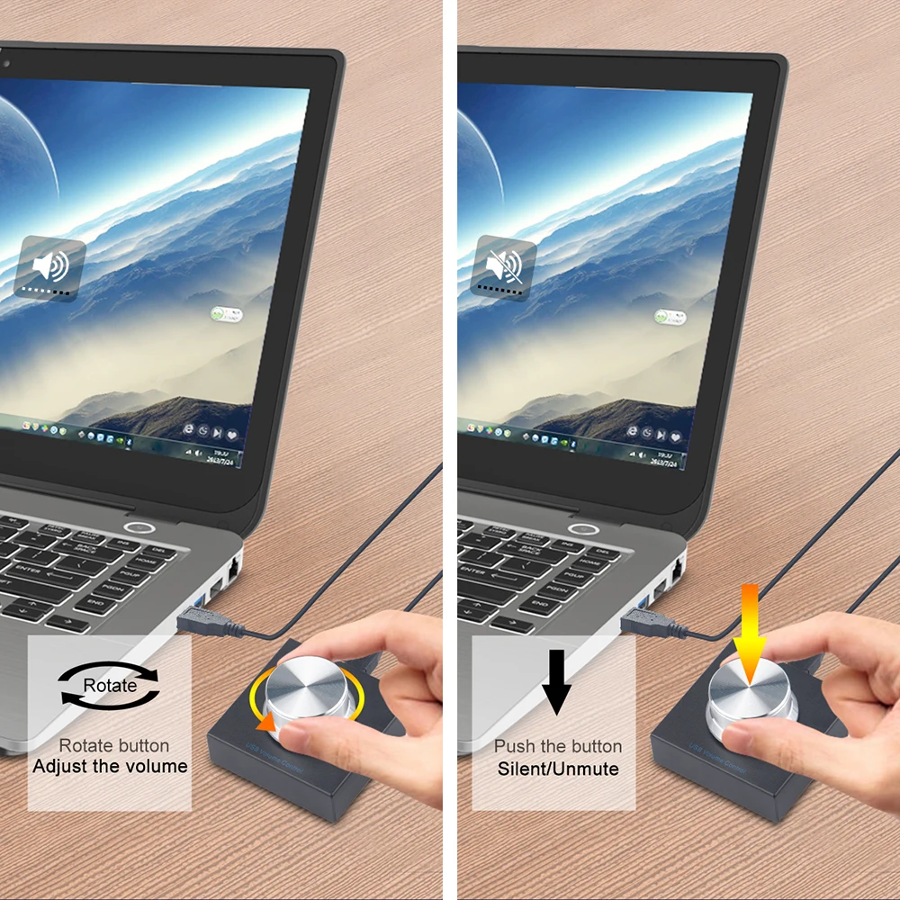 USB التحكم في مستوى الصوت ضياع جهاز كمبيوتر شخصي المتكلم وحدة تحكم في مستوى الصوت مقبض الضابط وحدة تحكم رقمية مفتاح صغير وحدة تحكم سلكية