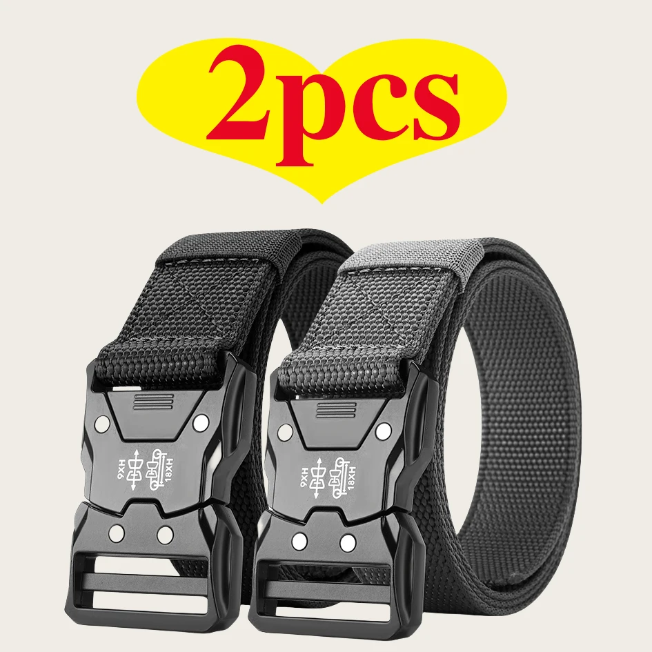 Two Pieces of Men's Outdoor Sports Training Belt, Fashionable and Versatile Trend Belt, Quick Release Symmetrical Buckle Belt
