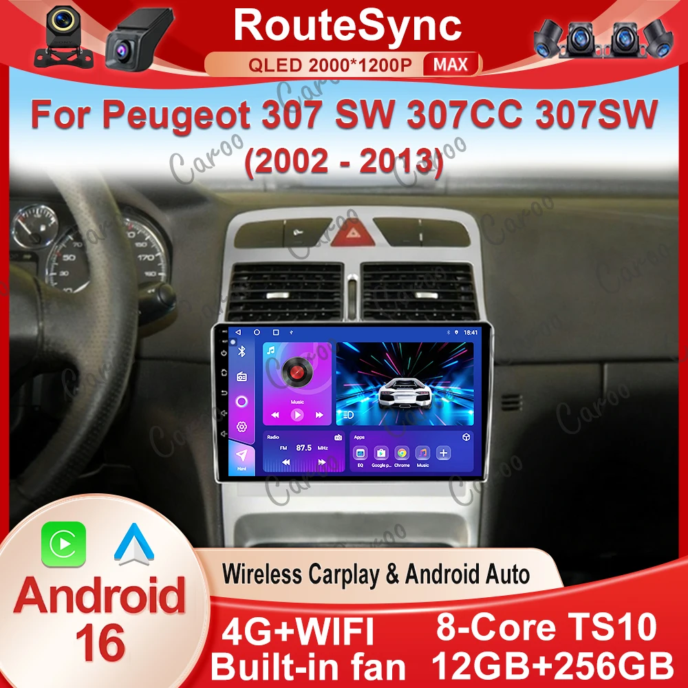 Car Android Auto Carplay Car For Peugeot 307 SW 307CC 307SW 2002 -2013 Auto Radio Multimidia Player GPS Navigation 4G LET WIFI