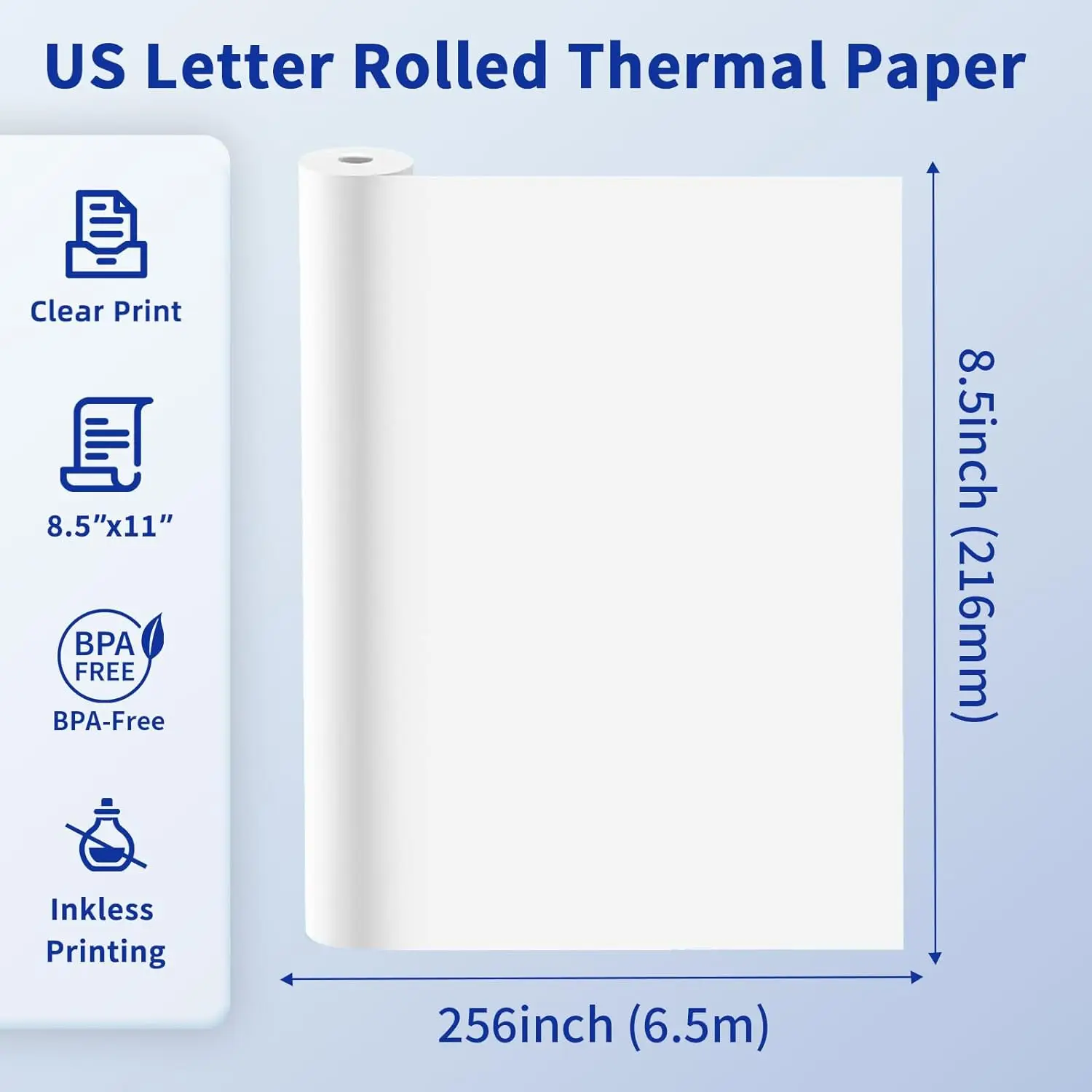 Phomemo M832 Thermal Paper 8.5"x11" 4 Rolls US Letter Printer Paper Quick-Dry Compatible with M832 M835 M834 M08F-Letter Printer