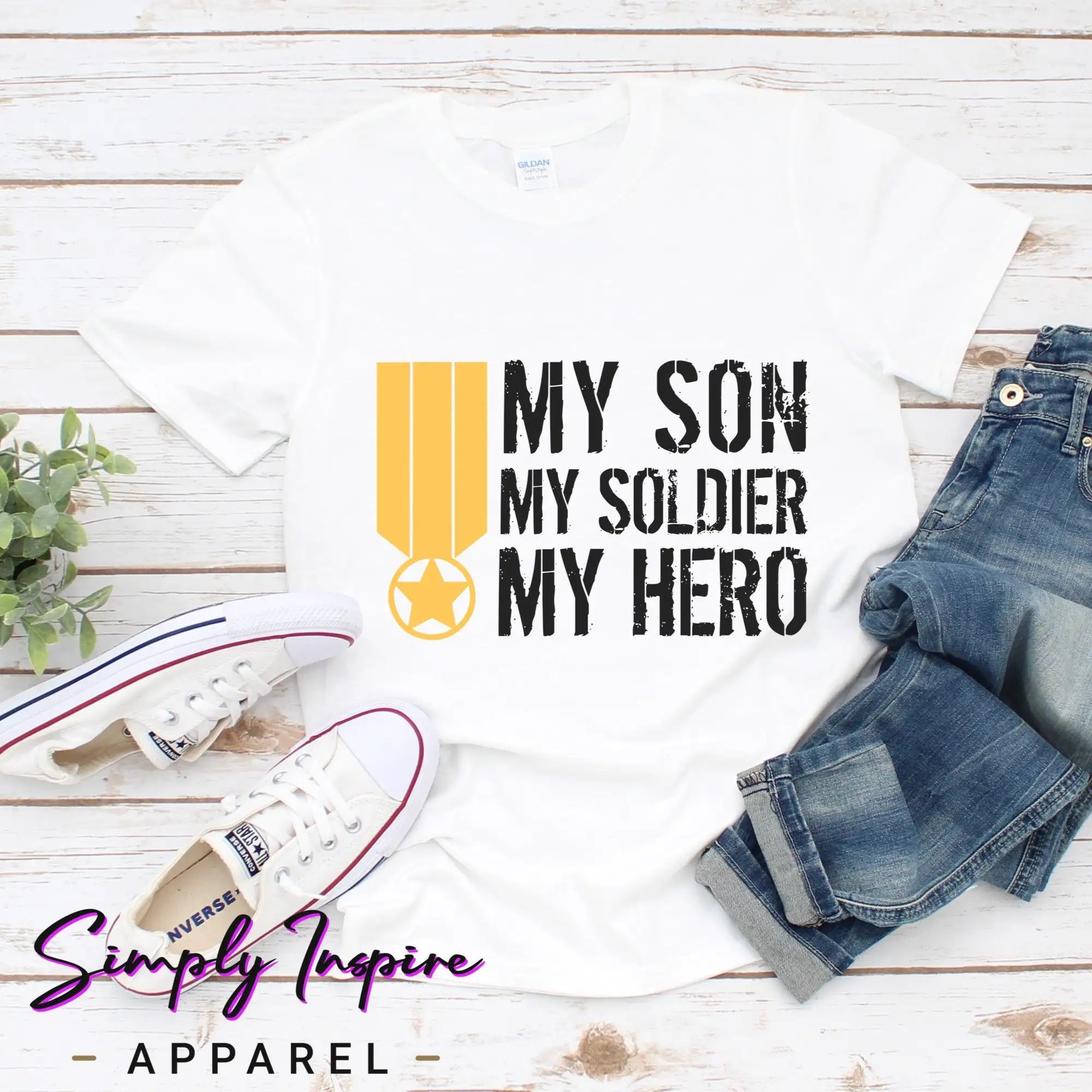 Army Mom T Shirt Military Soldier Dad My Son Hero Proud