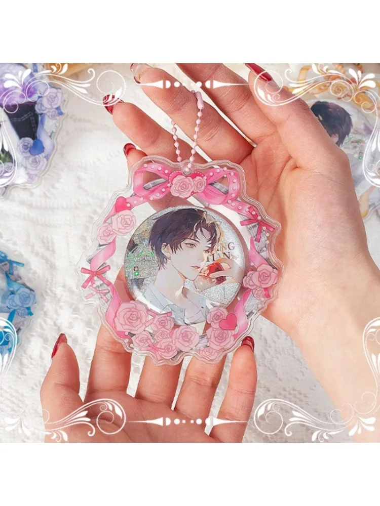 Porte-Badge couronne de roses Anime 5.8-7.5cm, avec chaîne, vitrine de protection esthétique pour épingles à badges, étui à Clips