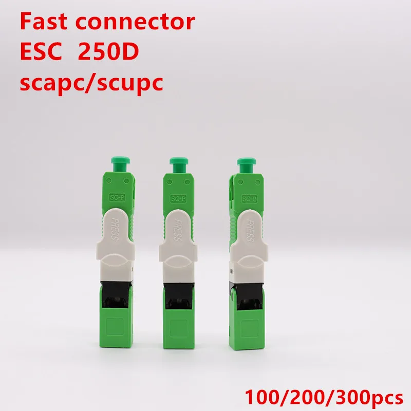 Conector rápido de fibra óptica, ftth esc250d sc apc e upc, modo único, frete grátis, 100 200 pcs/lot