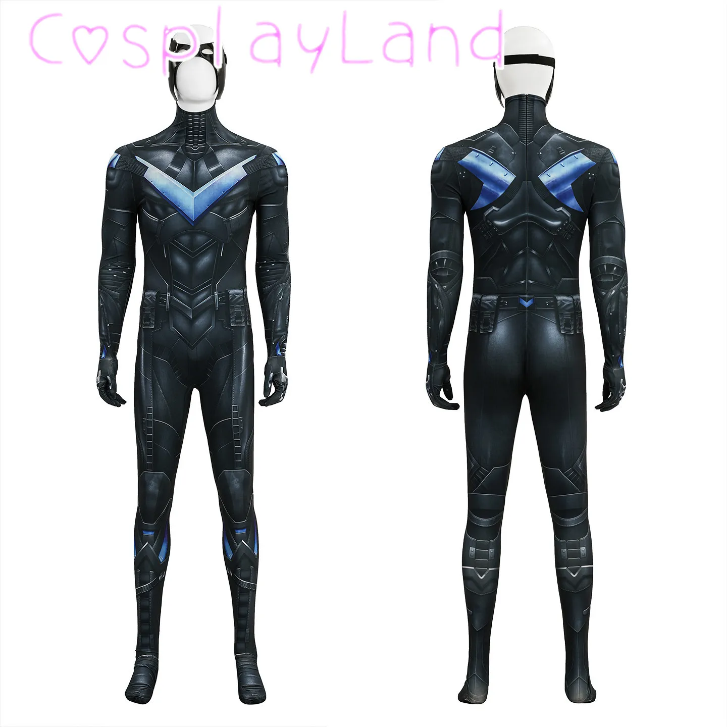 

3D Printed Dick Grayson Cosplay Costume Halloween Comic Con Superhero Wing Jumpsuit Mask Outfit Full Set Men Battle Suit