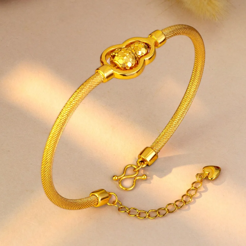 Burst flash fish scale can be rotated gourd bracelet ancient law retro senior sense 9999gold
