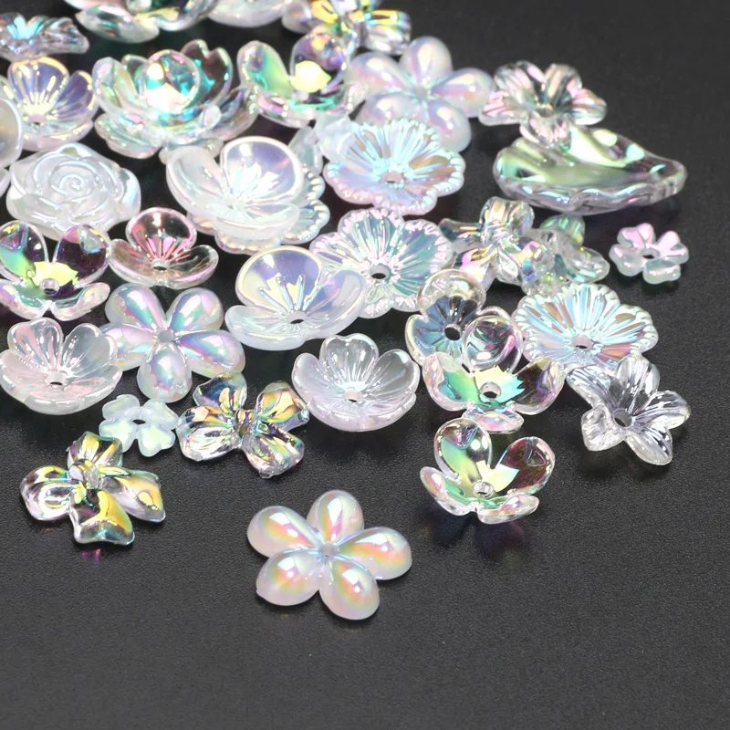 Acrylic Flower Spacer Beads Necklaces Bracelets Gradient Color Acrylic Beads For Jewelry Making DIY Women Earrings Accessories