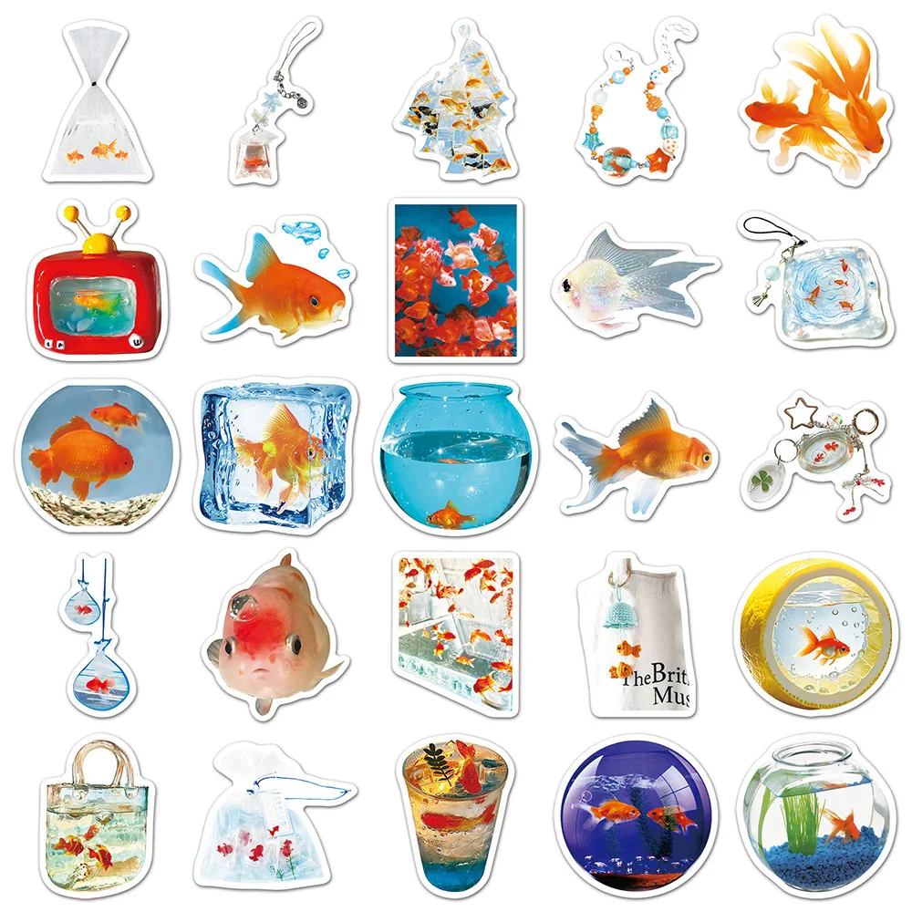 10/30/50pcs Kawaii Goldfish Cartoon Adesivi INS Stile Creativo Graffiti Decalcomanie Decorazione Valigia Telefono Notebook Confezione di adesivi