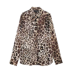 Tangada Women Leopard Print Loose Shirt Long Sleeve 2024 Fashion Female Blouse Tops 3h0597