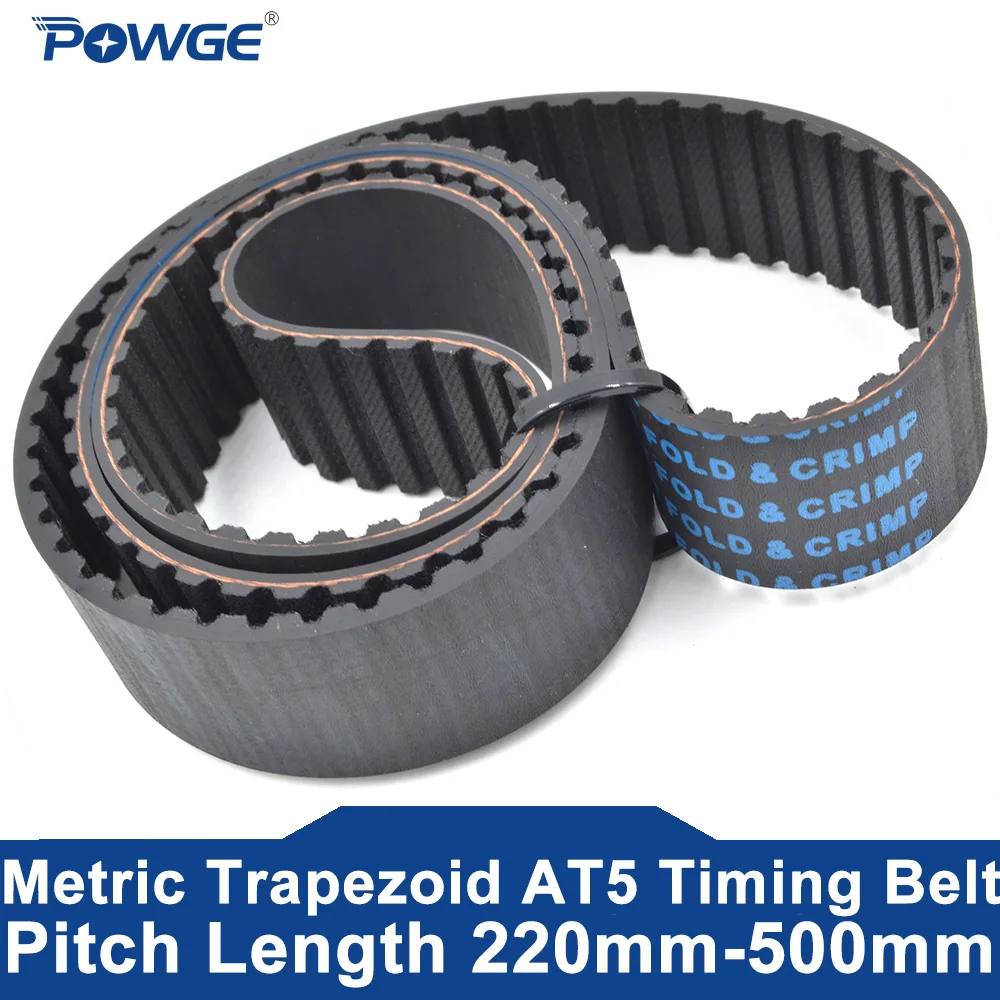 

POWGE 2PCS Trapezoid AT5 Timing belt Lp=220 280 300 305 320 330 340 360 375 390 410 420 450 455 480 500 Width 6-50mm Rubber