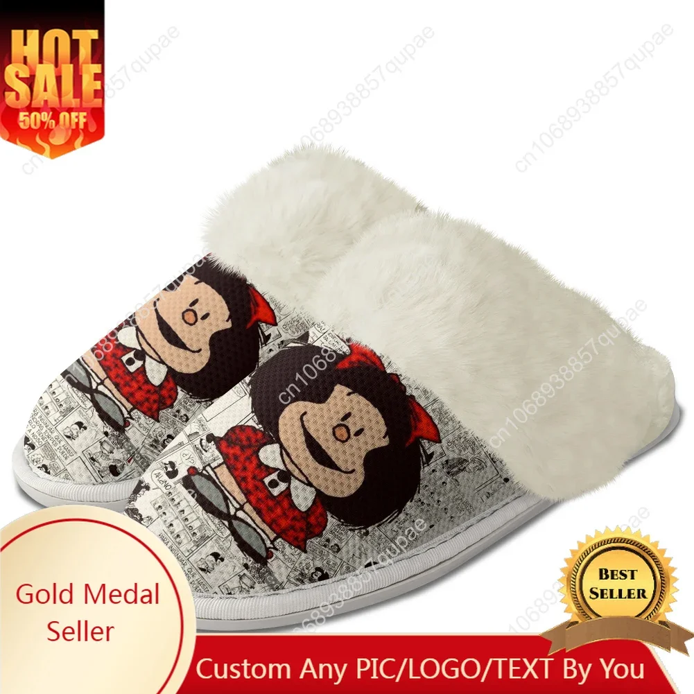 

Mafalda Plush Slippers Anime Mens Womens Teenager Cotton Shoes Home Bedroom Keep Warm Slipper Thermal Lightweight Custom Shoes