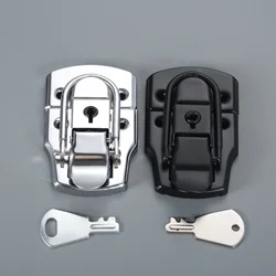 1set Box Latch Hasp 76*45mm Metal Padlock with Keys Flight-case Jewelry Boxes Cabinet Luggage Toolbox Furniture Buckle Glue Core