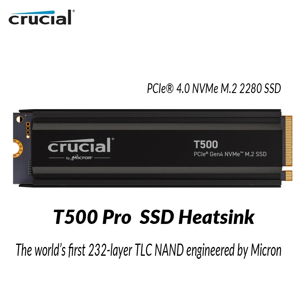 노트북 데스크탑 미니 PCIe 4.0 NVMe M.2 SSD, Crucial T500 SSD, 500GB, 1TB, 2TB, 7400 MB/s, Ps 5 용 내장 솔리드 스테이트 드라이브