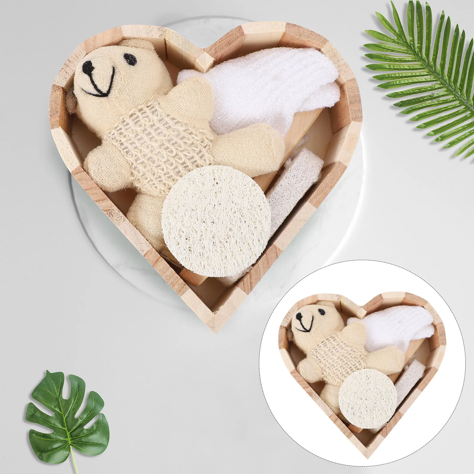 

1Set Heart-Shaped Gift Box Bathing Set High-Grade Safe Bath Tool Suit for Home Travel Hotel Softening Skin Bath Supplies Kit