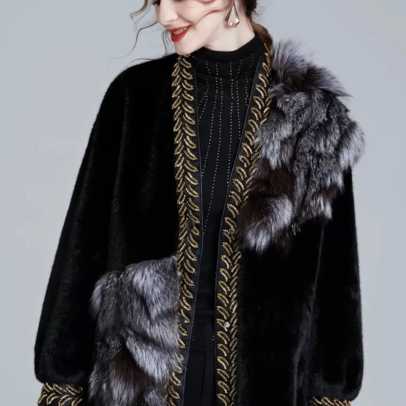 Fox Winter Pelzjacke Das neue Wist-cinching Perlendesign ist hochwertige, elegante, modische und warme, temperamentvolle Pendelmäntel