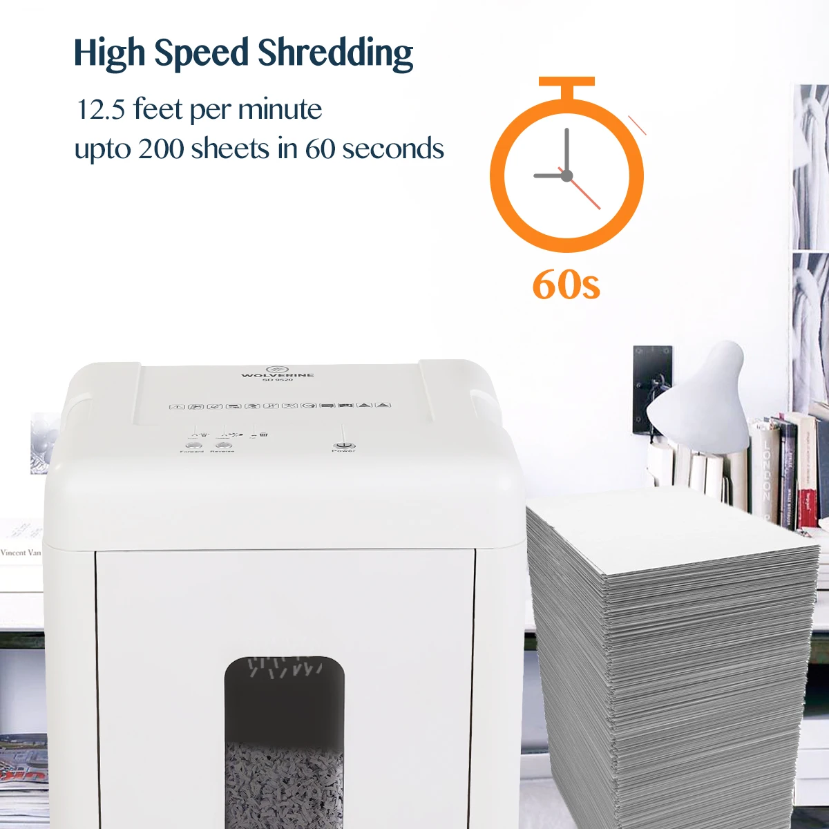 WOLVERINE Heavy    15-sheet Super Micro Cut High Security P-5 Home Office Shredder White Manganese Steel Shredder