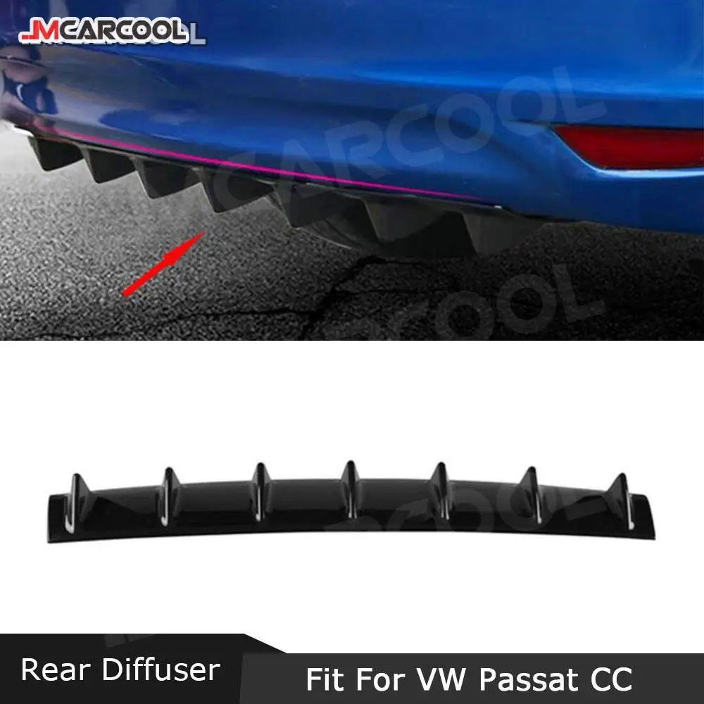 

JMCARCOOL ABS Gloss Black Rear Bumper Lip Diffuser Covers Spoiler Shark Style For BMW For Audi For VW Passat CC Golf 7