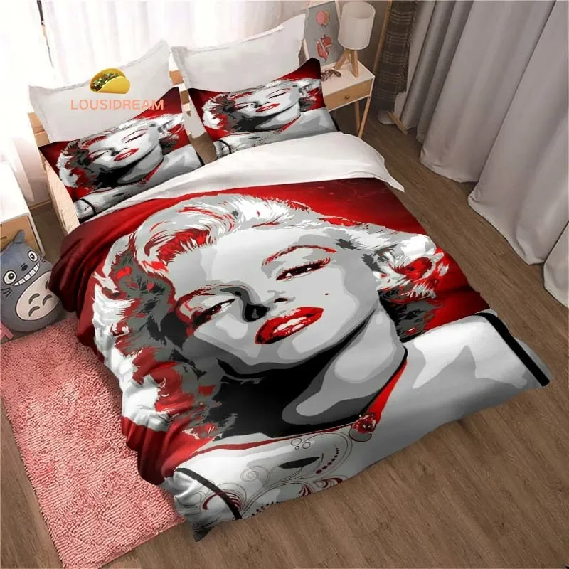 Singer M-Marilyn Monroe Sheets Quilt Covers Bedding Dormitory Sheets Three-piece Bedding Set Three-piece Soft Warm Bedding Set