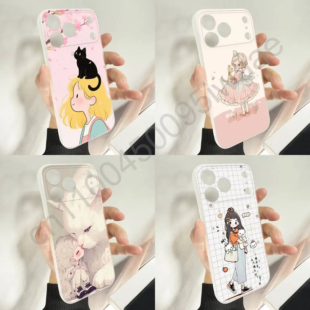 

Cartoon Lovely Girl Dog Cat Phone Case For iPhone 11,16,15,14,13,17,12,Plus,E,Air,Mini,Pro,Max Magnetic Magsafe Soft Cover