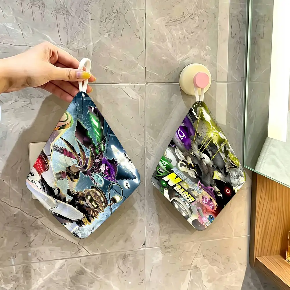 1PC Anime Murder Drones  Polyester Cotton Hanging Kitchen Towel, Soft Hand Wiping Towel, Reusable for Kitchen Bathroom Home