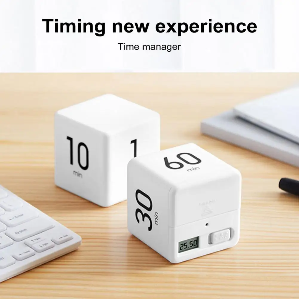 Multi-time Period Timer Silent Cube Timer for Tasks Work Study Kitchen 15/20/30/60 Minutes Countdown Rotation Timer Portable