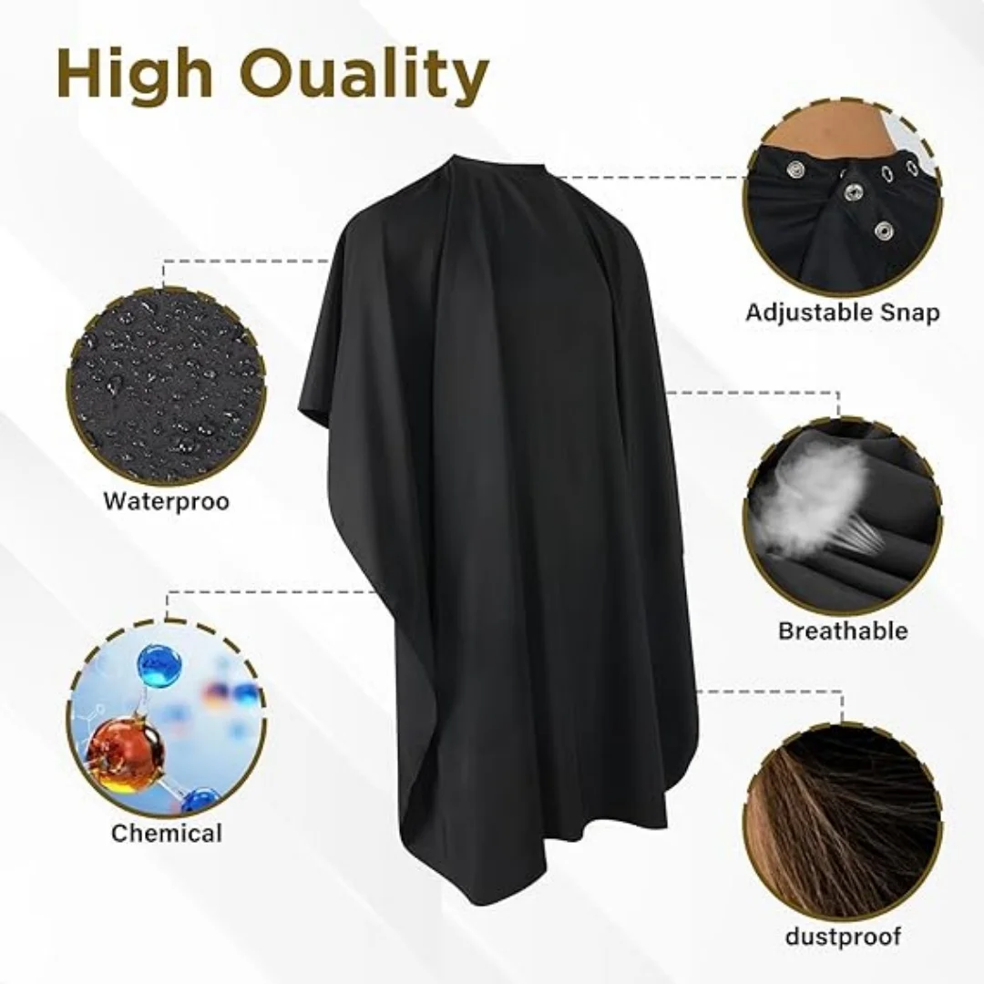 Button Collar Black Haircut Cloth Hairdressing Anti-Static Salon Gown Hidden Buckle Hairdresser Apron Haircut Capes Supplies