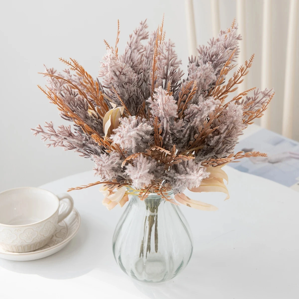 Künstliche Schilfpflanze für Zuhause, Büro, Party, Tischvase, Bonsai-Dekoration, Outdoor, Garten, Hof, Hochzeit, Braut, DIY-Fotografie-Requisite – Detail 1