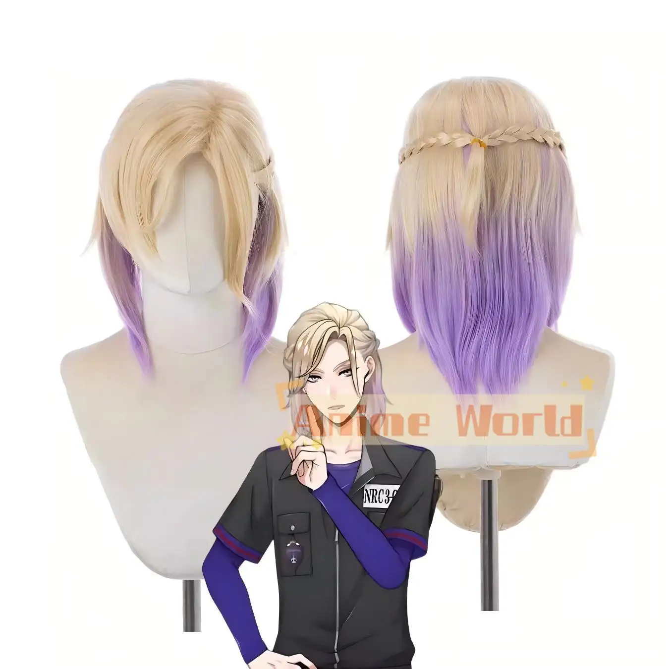 

Game Twisted Wonderland Cosplay Vil Beauty Light Purple Braids Synthetic Hair Wigs Halloween Party Role Play Accessories