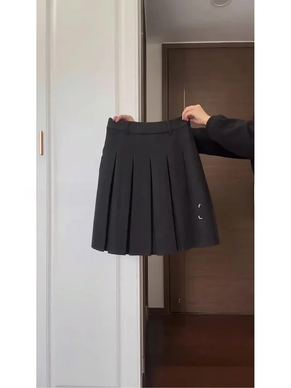 

plus Size Fce Plaid Pleated Skirt Autumn Winter High Waist A-Line Skirt Korean Sle Office Commute Casual Wear