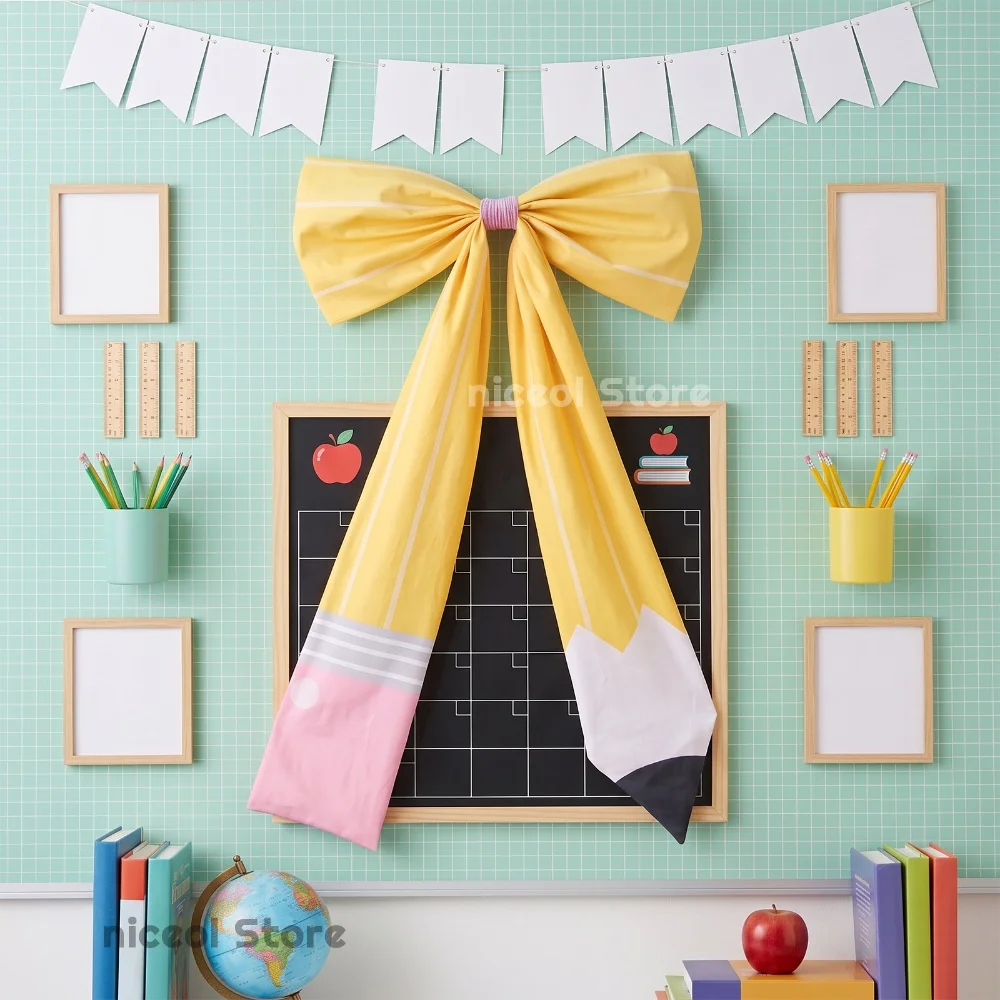 Oversized Pencil Bow Tie Classroom Bulletin Board Decor Back to School Party Door Hanging Wall Ornament