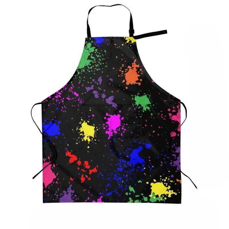 Colorful Paint Splatter Art Apron Unisex Waterproof Stain Resistant Kitchen Cooking Apron with 2 Pockets for BBQ Grill Painting
