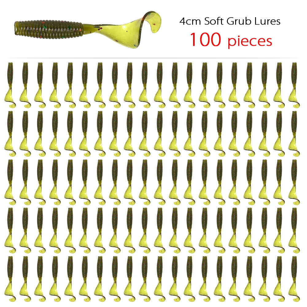 100 stücke Angeln Lockt 4 cm 0,4g Künstliche Wobbler Silikon Köder Grub Wurm Köder Hecht Bass Weiche Köder Karpfen angeln Zubehör – Detail 4