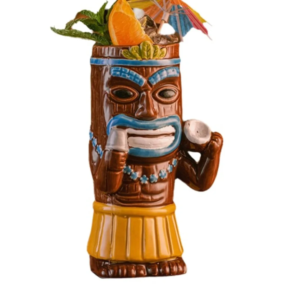 

Vintage Hawaiian Cocktail Cup Funny Novelty Ceramic Tiki Mug Statue Model Ethnic Style Beach Theme Mug Hawaiian Party