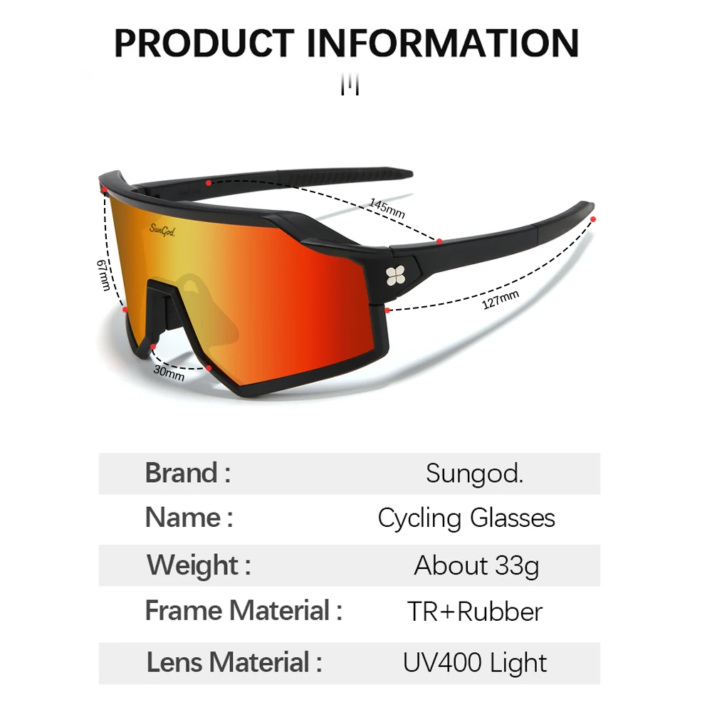 SunGod Cycling Glasses UV400 Man Mountain Bike Glasses Bicycle Fishing Sports Sunglasses Polarized Cycling Sunglasses Eyewear