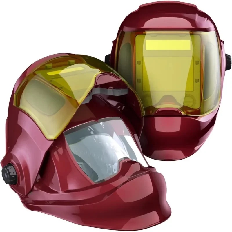 Auto-Darkening Solar Powered True Color Welding Helmet Face-Mounted Grinding Facemask for Welder