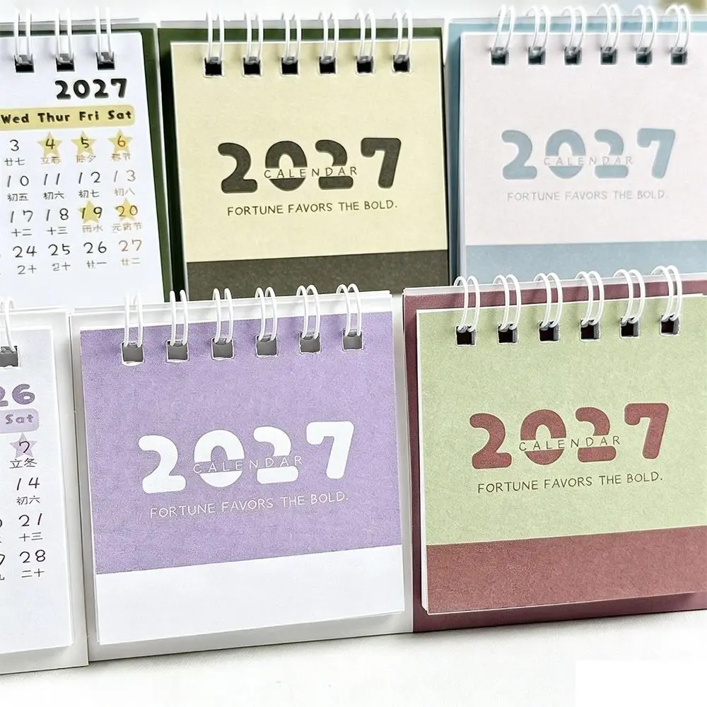 New Mini 2027 Desk Calendar Portable Schedule Mark Mini Desktop Calendar Coil Daily Planner Desktop Ornaments